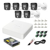 Sistem supraveghere analog Hikvision, 6 camere 5MP dual light audio, DVR 8 canale 6MP, accesorii SafetyGuard Surveillance