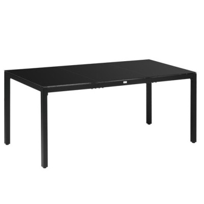 Masa gradina/terasa pentru exterior, aluminiu, blat sticla securizata, negru, 8 persoane, 180x80x72 cm foto