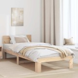 VidaXL Cadru de pat cu headboard Maro 90 x 190 cm Lemn masiv de pin