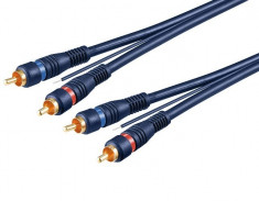 Cablu audio OEM SAV VT/5,0-BU 2 x RCA tata la 2 x RCA tata cu remote 5 m foto
