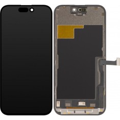 Display cu Touchscreen ZY pentru Apple iPhone 15 Pro, cu Rama, Versiune LCD In-Cell IC Movable, Negru
