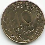 No(3) moneda-FRANTA-10 centimes 1995