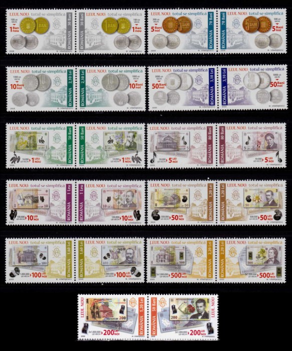 ✅RO 2005 LP 1687 +2006 LP 1750 , &quot;Leul Nou 2005/2006&quot;,serie cu punte tip II, MNH