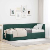 vidaXL Cadru de pat colțar cu saltea cu headboard 2 pcs Verde Catifea 3393800