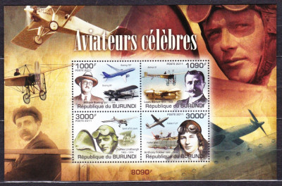 DB Burundi Aviatori Boeing Fokker Lindbergh Bleriot Aviatie SS MNH foto