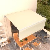 Copertină retractabilă automat cu stor, crem, 4x3 m
