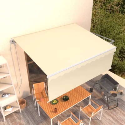 Copertină retractabilă automat cu stor, crem, 4x3 m foto
