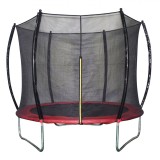 Trambulină Cu Plasă, 2.44x2.45m, &Icirc;nălțime Podea 60cm, Capacitate 100kg, Negru/Roșu