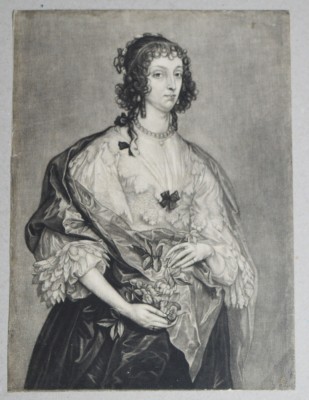 Jan ver Bruggen dupa A Van Dyck &amp;quot;Mme La Duchesse de Richemont&amp;quot; mezzotinta 1682 foto