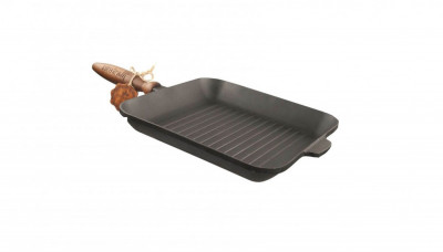 Tigaie-grill fonta maner lemn detasabil 28x28cm Handy KitchenServ foto