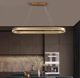 Pendul Led Cu Telecomanda, Finisaj Auriu Modern, 140W, Lumina Reglabila 2800K&ndash;6500K, 800X300Mm