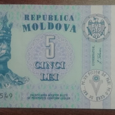 M1 - Bancnota foarte veche - Moldova - 5 leI - 1994