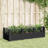 Jardiniera de gradina cu spalier, negru, 123,5x43,5x43,5 cm, PP GartenMobel Dekor, vidaXL