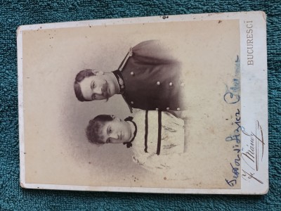 fotografie vechi atelier FRANZ MANDY - BUCURESCI , dimensiuni 16 cm x11 cm foto