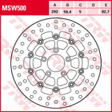 Disc fr&acirc;nă flotant față, 292/56,4x5mm 5x82,7mm, diametru gaură de centrare 8,7mm, spacing 0 compatibil: HARLEY DAVIDSON FLHR 1200C (Sp.Cust.)/1200C (S, Trw