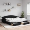 VidaXL Pat de zi cu extensie și sertare, negru, 90x200 cm, textil 3197586