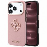 Husa pentru Apple iPhone 18 Pro Max / 17 Pro Max, Guess, Grained Big Resin Logo, Roz