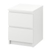 Noptiera Albă cu 2 Sertare, 40x48x55 cm, PAL/MDF - Design Modern, Dormitor
