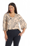 Bluza Dama Paisley, Crem/Bleumarin cu imprimeu Paisley - L