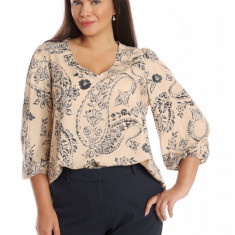 Bluza Dama Paisley, Crem/Bleumarin cu imprimeu Paisley - XL