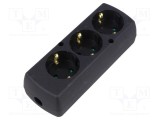 Conector alimentare AC mamă spliter 2P PE 250VAC 16A negru JONEX