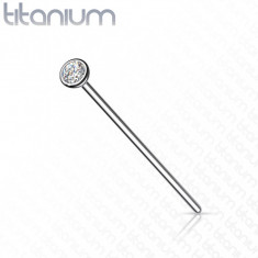 Piercing din titan într-o culoare argintie - zirconiu transparent într-o montură rotundă, 1 mm - Dimensiune: 1 mm x 19 mm x 2,5 mm