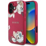 Husa pentru iPhone 16 - Guess Grained Flowers MagSafe (GUHMP16SPGNMPLMF) - Fuchsia