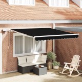 Marchiză retractabilă neagră with Manual Negru 300 x 250 cm Negru