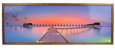 TABLOU CU CEAS INRAMAT 35X100 CM SUNSET foto