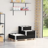 VidaXL Strat &icirc;nălțat cu 3 niveluri, negru, 120x80 cm, lemn masiv pin