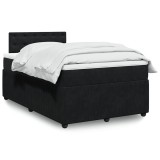 Cumpara ieftin Pat box spring cu saltea, negru, 120x190 cm, catifea