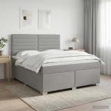 Cumpara ieftin Pat boxspring cu saltea Gri deschis 160 x 200 cm Tesatura