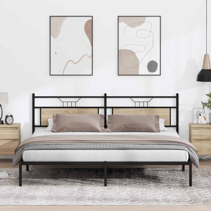 vidaXL Cadru de pat fără saltea Stejar Sonoma 200x200cm Lemn prelucrat 4106799