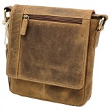 Borseta Barbati din piele naturala, Curea de Umar din Piele Reglabila, Hunter Brand, 18x19x4,5 cm