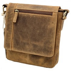 Borseta Barbati din piele naturala, Curea de Umar din Piele Reglabila, Hunter Brand, 18x19x4,5 cm