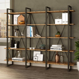Cumpara ieftin Biblioteca Sous cadru Metal, Crem, 220 x 180 x 34 cm