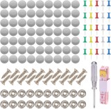 Kit 65 capse, pentru reparatia plafonului auto, compatibil Audi, Opel, BMW, VW, usor de instalat, surubelnita, banda de masura, Gri
