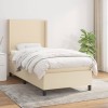 VidaXL Pat box spring cu saltea, crem, 90x200 cm, textil 3131246