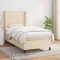Pat box spring cu saltea, crem, 90x200 cm, textil