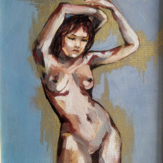 TABLOU nou modern -NUD NR.2-, rama deosebita, pictor roman consacrat