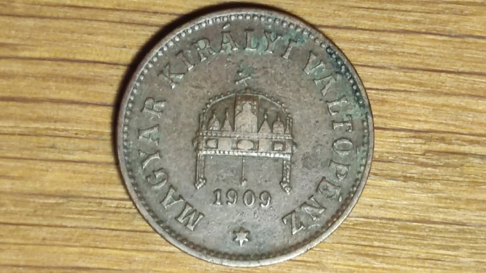 Ungaria imperiu Habsburgic - moneda de colectie - 2 filler 1909 -I Ferenc J&oacute;zsef- detalii excelente!