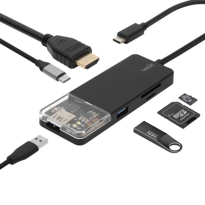 Statie andocare USB-C HUB 6in1 HDMI /microSD /USB /USB C PD 100W