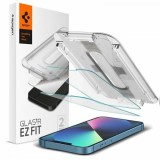 Folie de protectie Ecran Spigen EZ FIT pentru Apple iPhone 16e / 14 / 13 Pro / 13, Sticla Securizata, Full Glue, Set 2 bucati
