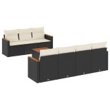 Set mobilier de gradina cu perne, 8 piese, negru, poliratan