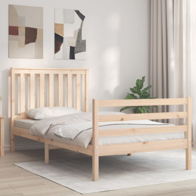 vidaXL Cadru de pat cu tăblie, 100x200 cm, lemn masiv foto