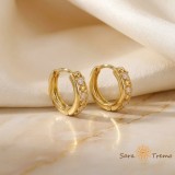 Cumpara ieftin Cercei Raza Fina , Cercei Rotunzi placati cu 3 straturi de aur 14K, zirconia, 1 cm