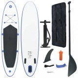 Set placa Stand Up Paddle (SUP) gonflabila vidaXL, 360x81x10cm, albastru/alb, cu vasla, pompa, geanta transport, kit reparatie