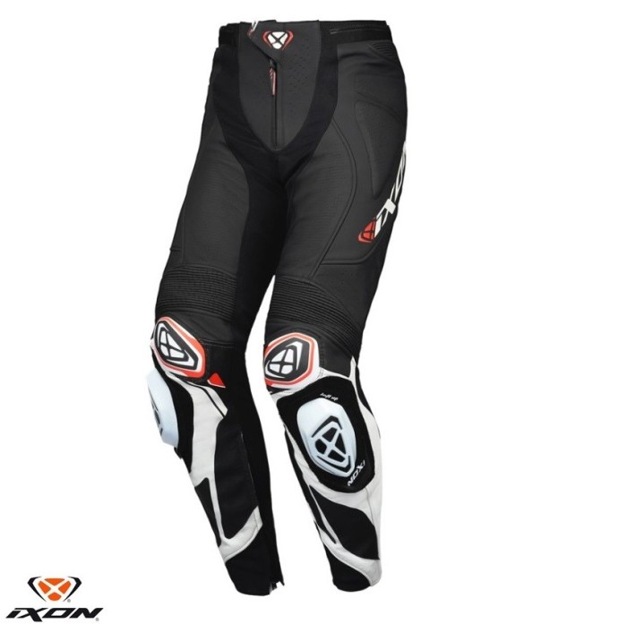 Pantaloni pentru scuter - motocicleta barbati piele Racing Ixon vara model Vortex 3 MS culoare: negru/alb Negru/alb L