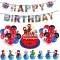 Set 46 Accesorii REDQUIT de Petrecere Spiderman , 20 Baloane, 1 Banner Happy Birthday, 24 Cupcake Topper, 1 Topper Tort
