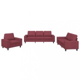 Cumpara ieftin Set de canapea, 3 piese, rosu vin, material textil
